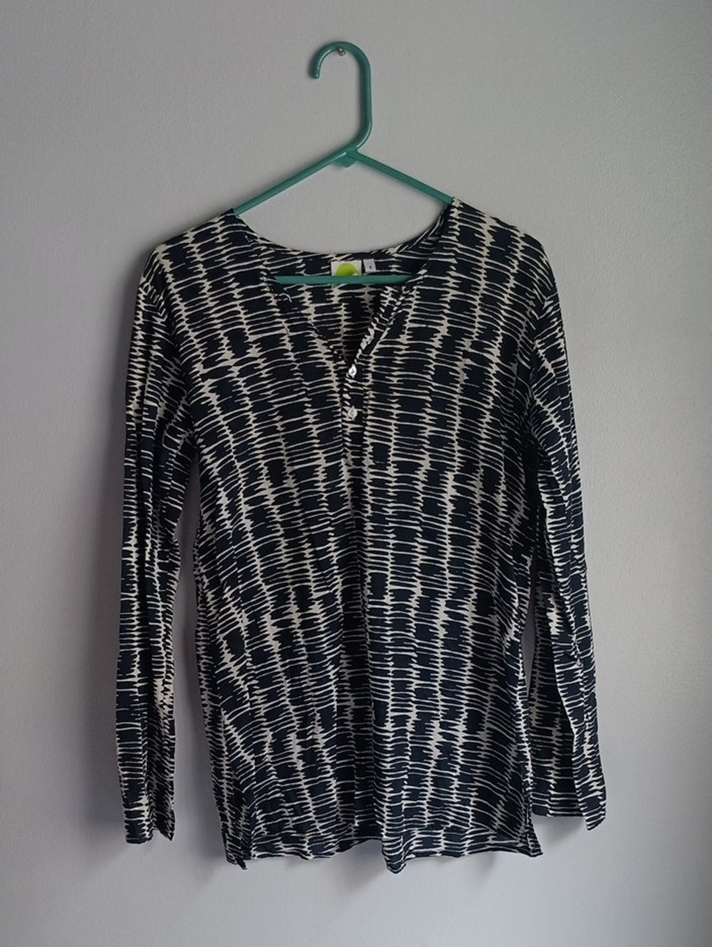 Cotton Black & White Patterned Long Sleeve Top
